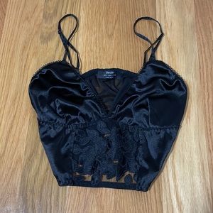 Bershka Black Lace Crop Top